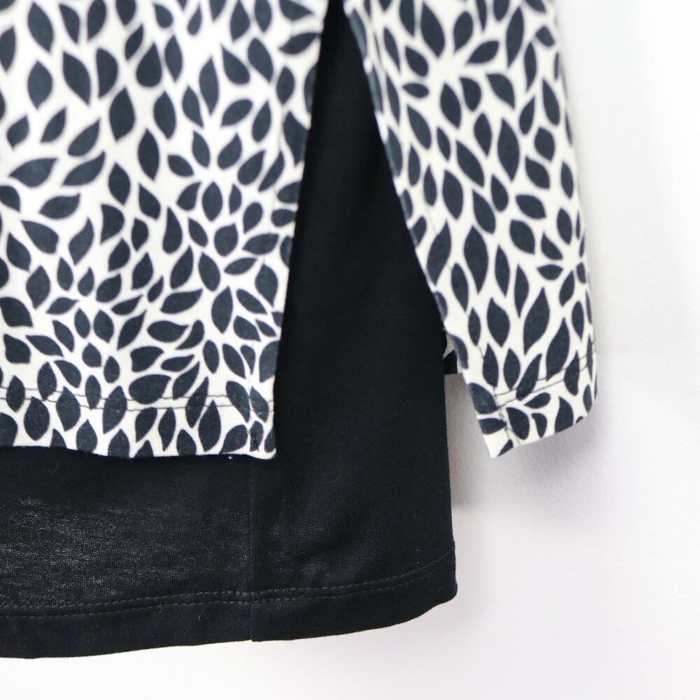 KAREN KANE Leaf Print Mixed Media Tunic Large - Picture 2 of 10